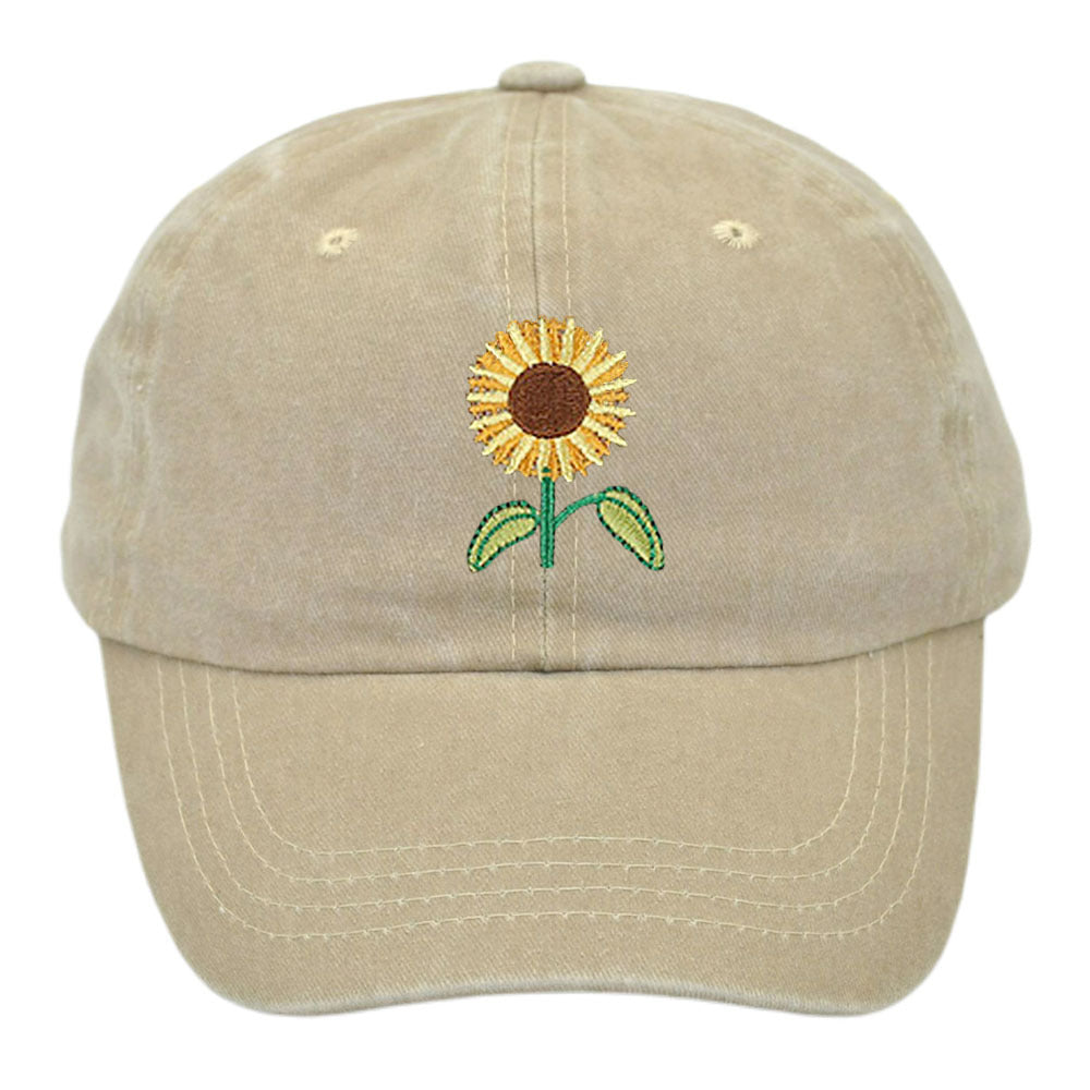 Wholesale Cotton Sunflower Embroidered Baseball Cap